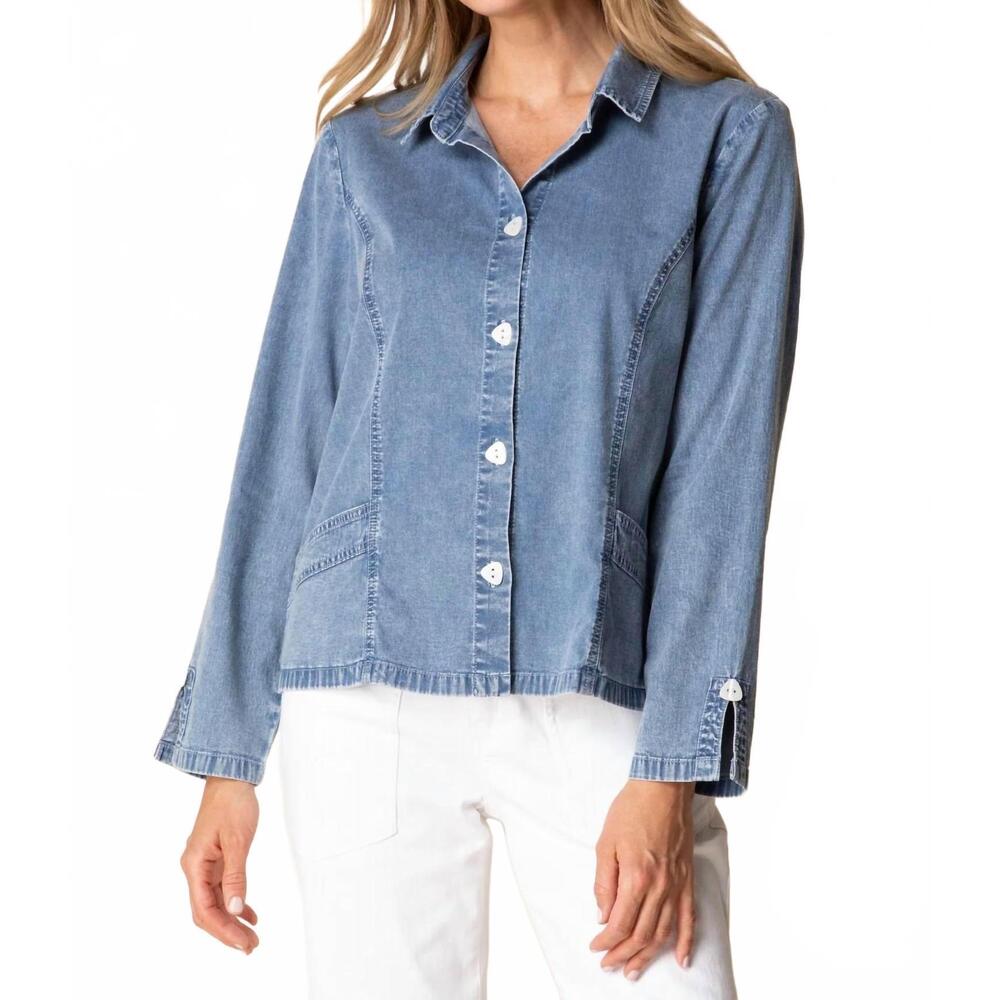 NEW HABITAT stretch cafe shirt in light denim